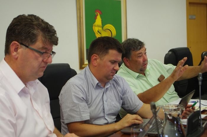 Na sinočni seji v Šentjerneju so o podjetju EDŠ največ vprašanj imeli (od leve proti desni): Jože Simončič, Peter Cvelbar in Igor Kalin.