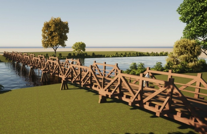 Vizualizacija novega mostu v Lokah (Vir: Arhiteka)
