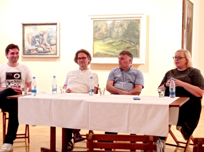 Na okrogli mizi o decentralizaciji kulture (z leve) Jan Strajnar, Goran Milovanović, Robert Zagorc in Tjaša Pureber