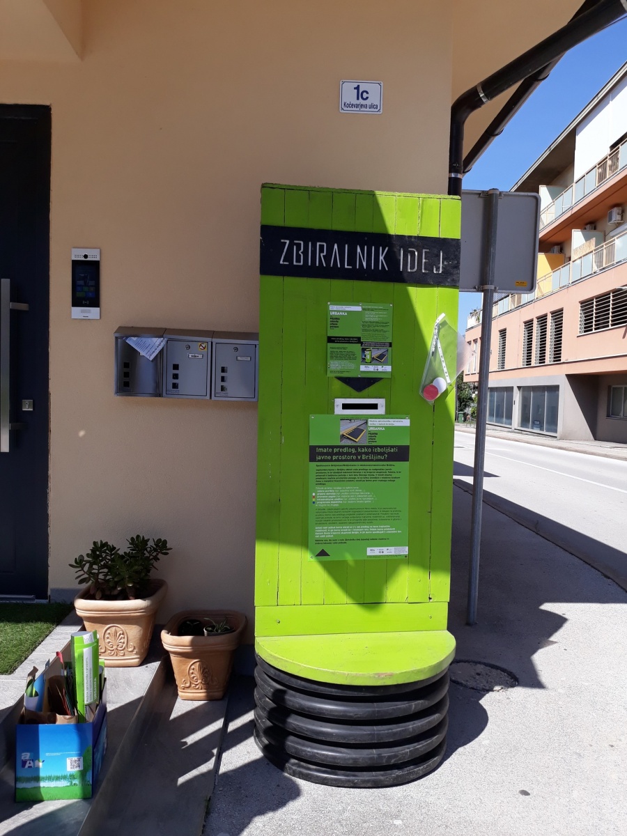 Zbiralnik idej, postavljen na eni izmed štirih lokacij v KS Bršljin. (Foto: Blaž Habjan)