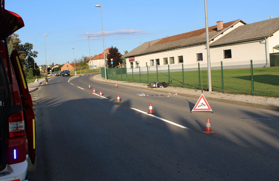 Sobotna nesreča motorista (Foto: PGE Krško)